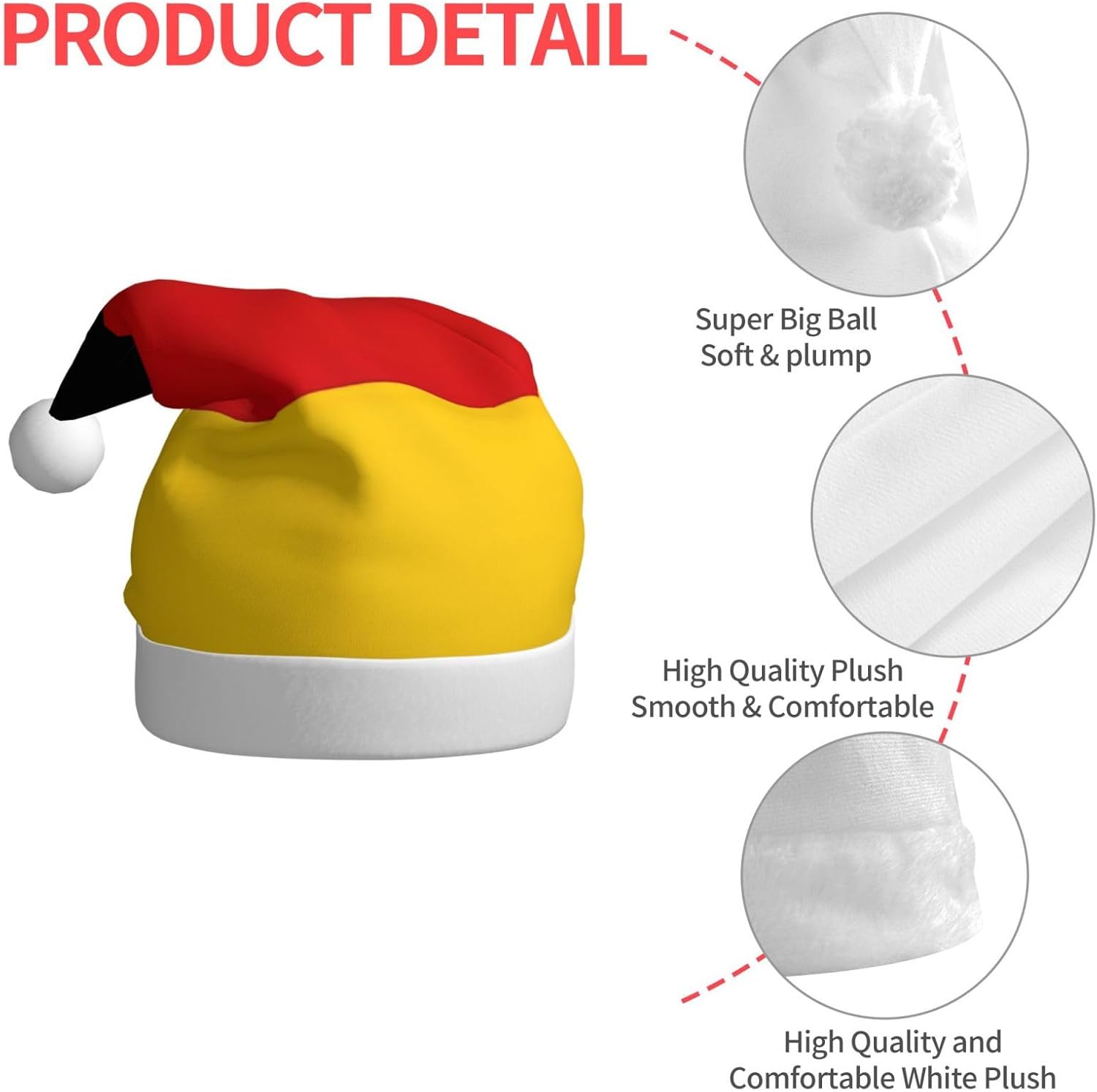QinZheng Germany Flag Print Santa Hat for Women
