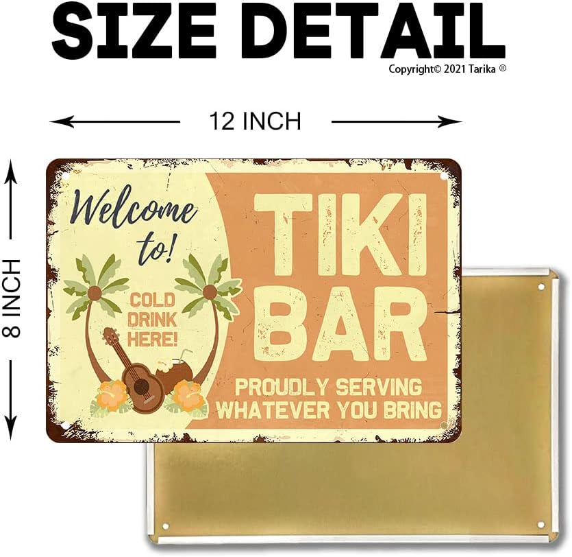 Welcome To Tiki Bar 8x12 Inch Tin Wall Decor Sign