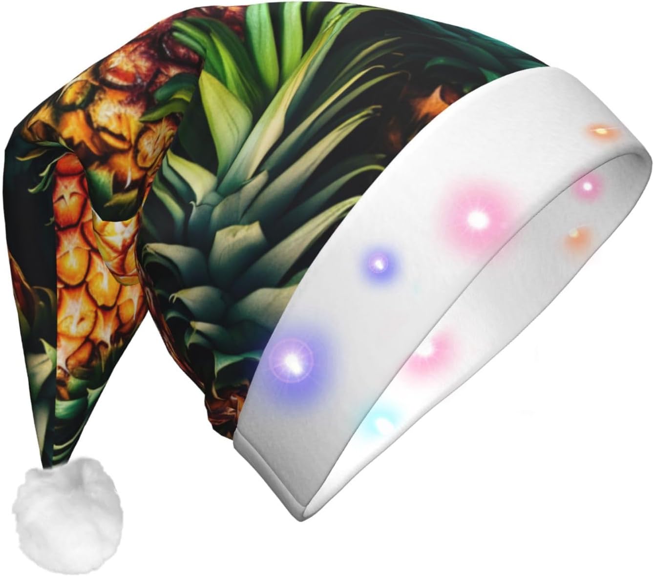 QINZHENG LED Pineapple Santa Christmas Hat for Adults