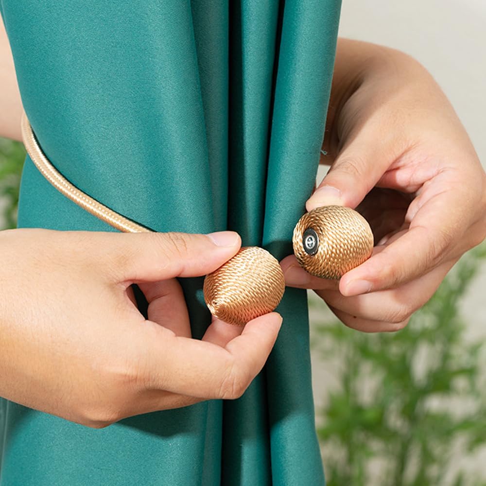 4 Piece Magnetic Curtain Tiebacks for Black Curtains