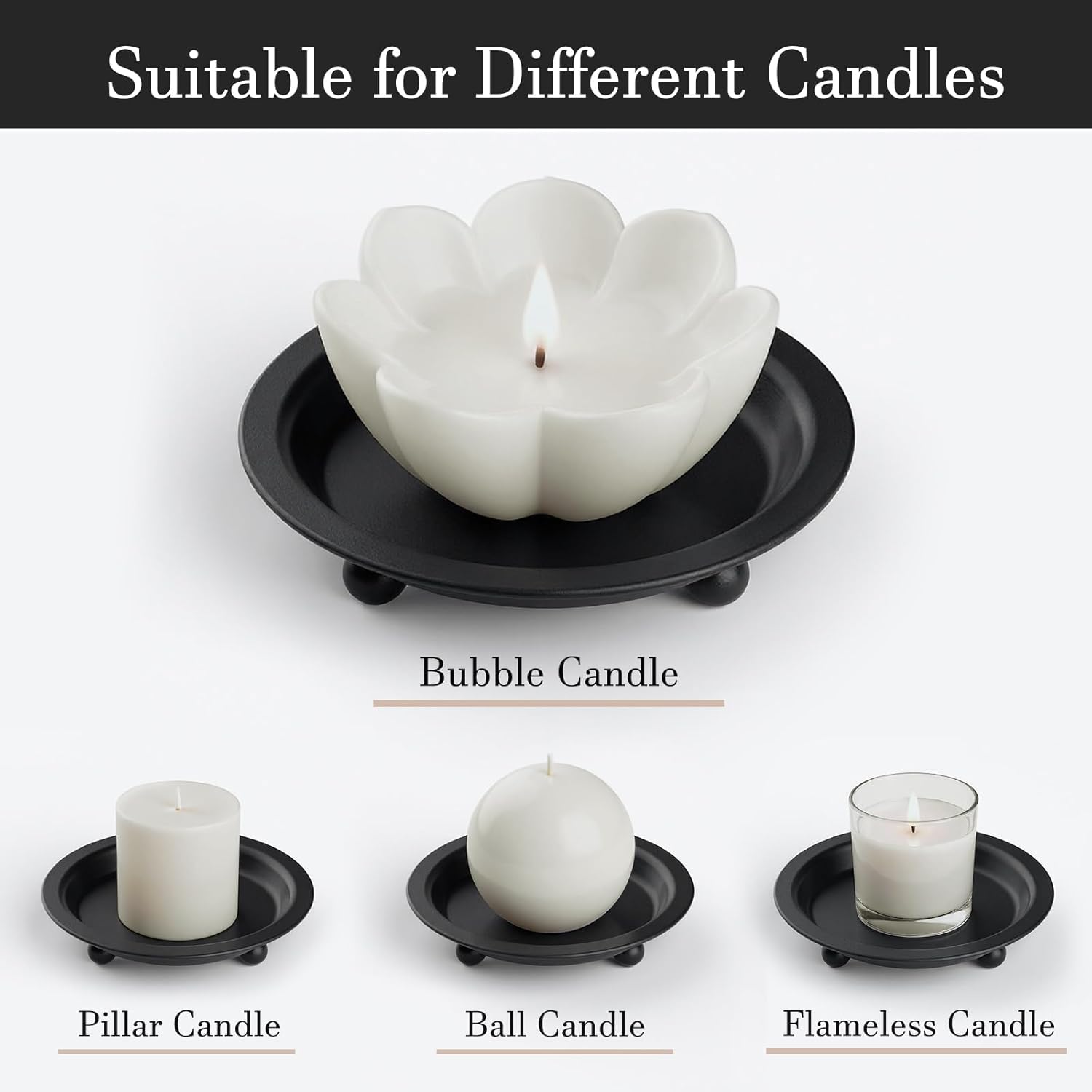 Beeutik Black Candlestick Holder Set of 2