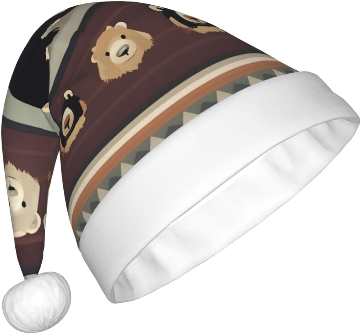 Personalized Santa Hat with Bear Print for Women
