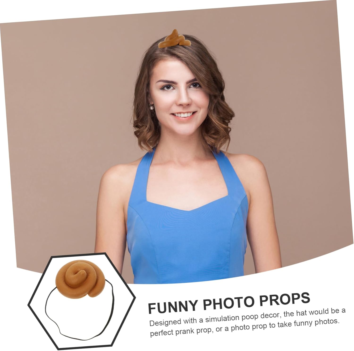 3pcs Simulation Poop Hat Prank Props for Adults and Kids