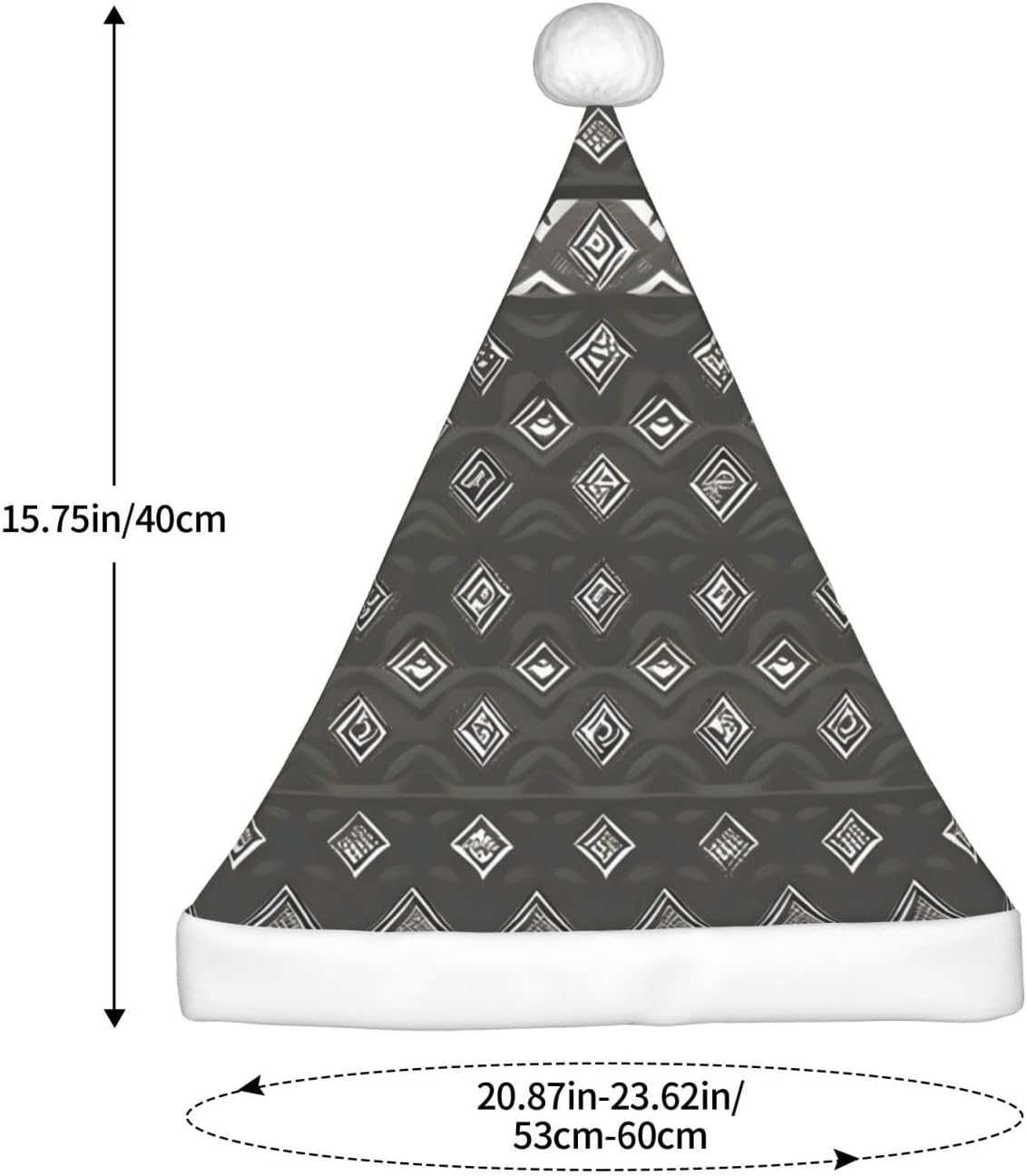 Classic Grey Tribal Santa Hat Set for Adults