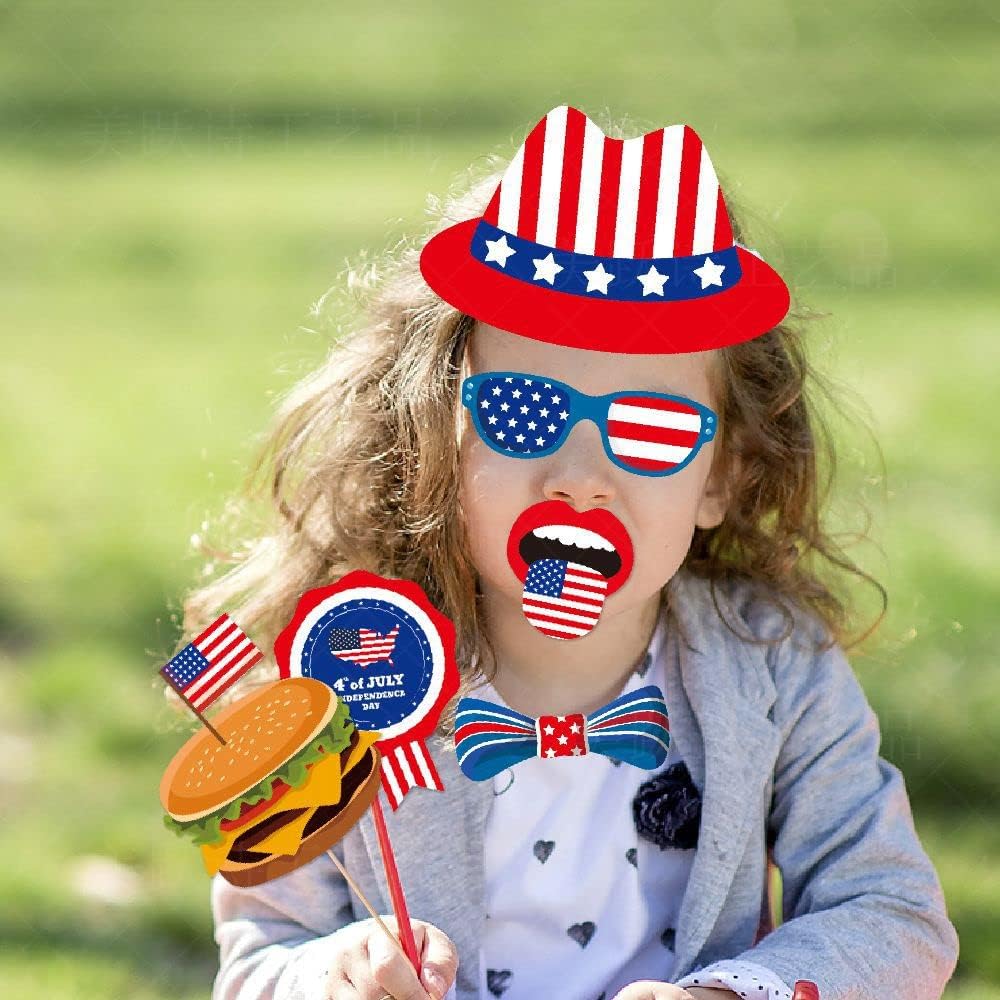 25 Pcs Patriotic Photo Booth Props for 4th of July