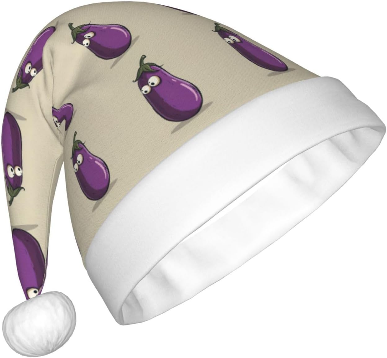 QinZheng Cartoon Eggplant Santa Hat Christmas Gift for Women