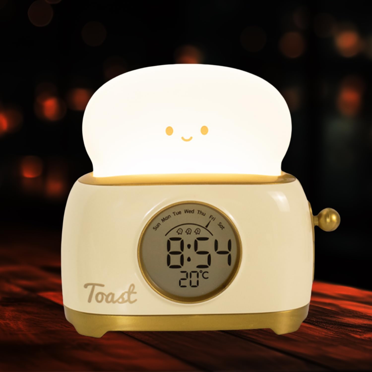Cute Toast Night Light Alarm Clock for Kids