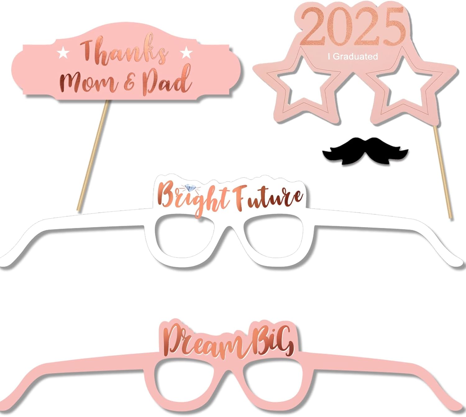 Konsait Rose Gold Graduation Photo Props 39 Count