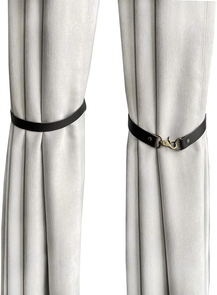 Mewuthede Leather Curtain Tiebacks 4Pcs Black Holdbacks