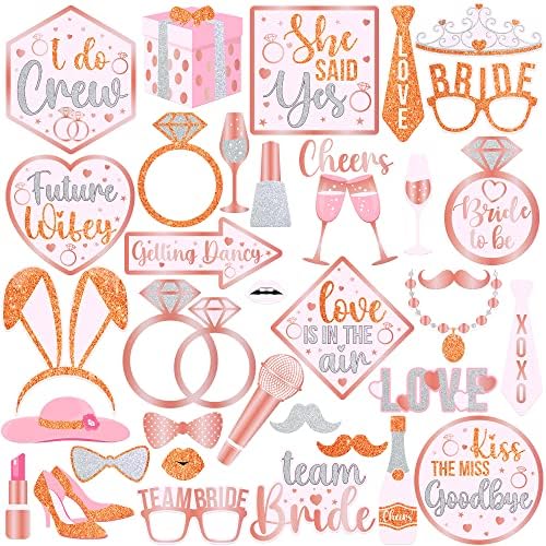 KatchOn Bachelorette Photo Booth Props Set - 35 Piece Rose Gold
