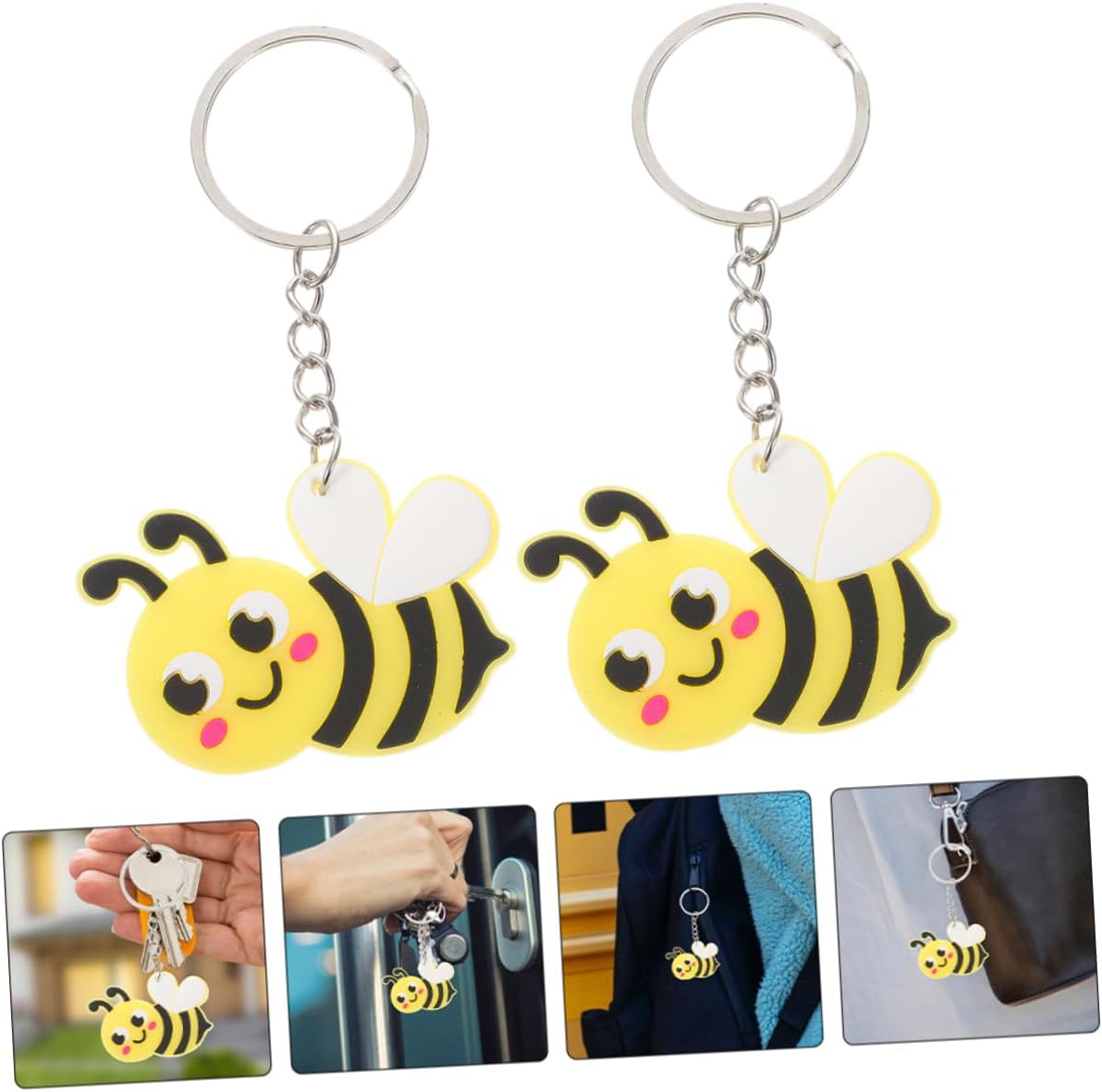 20pcs Cute Bee Keychain Pendant Spring Theme Keyring Pack
