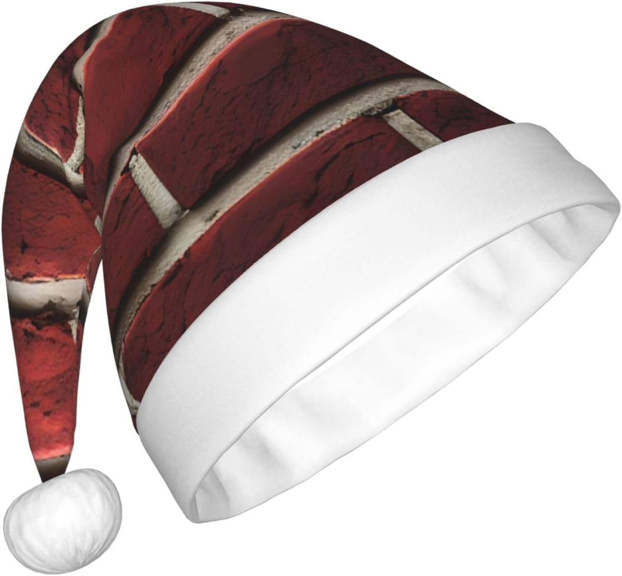 Personalized Santa Hat with Brick Red Stone Print