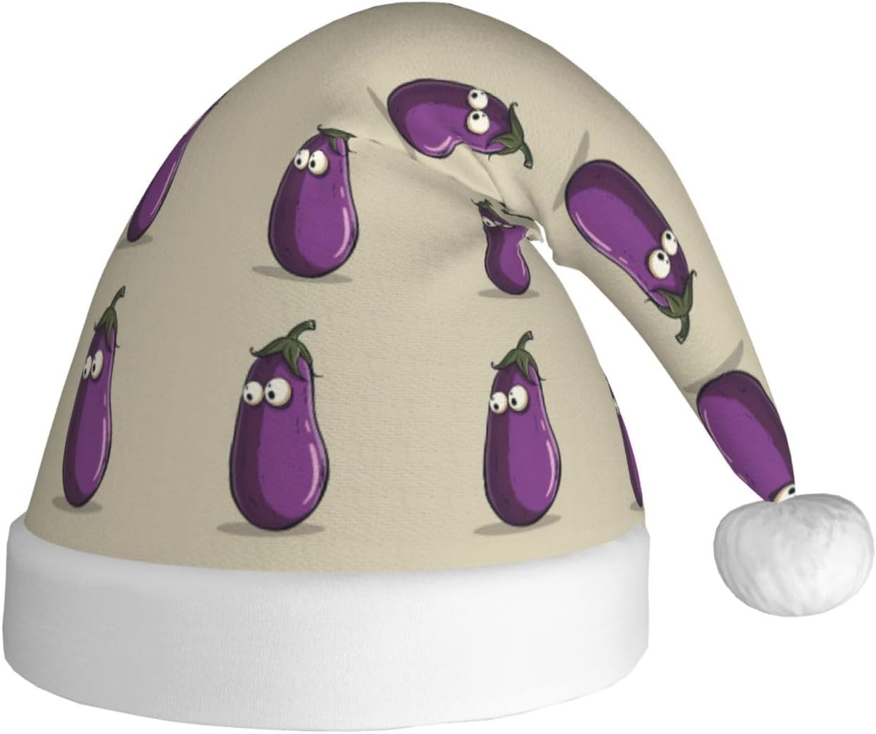 QinZheng Cartoon Eggplant Santa Hat Christmas Gift for Women