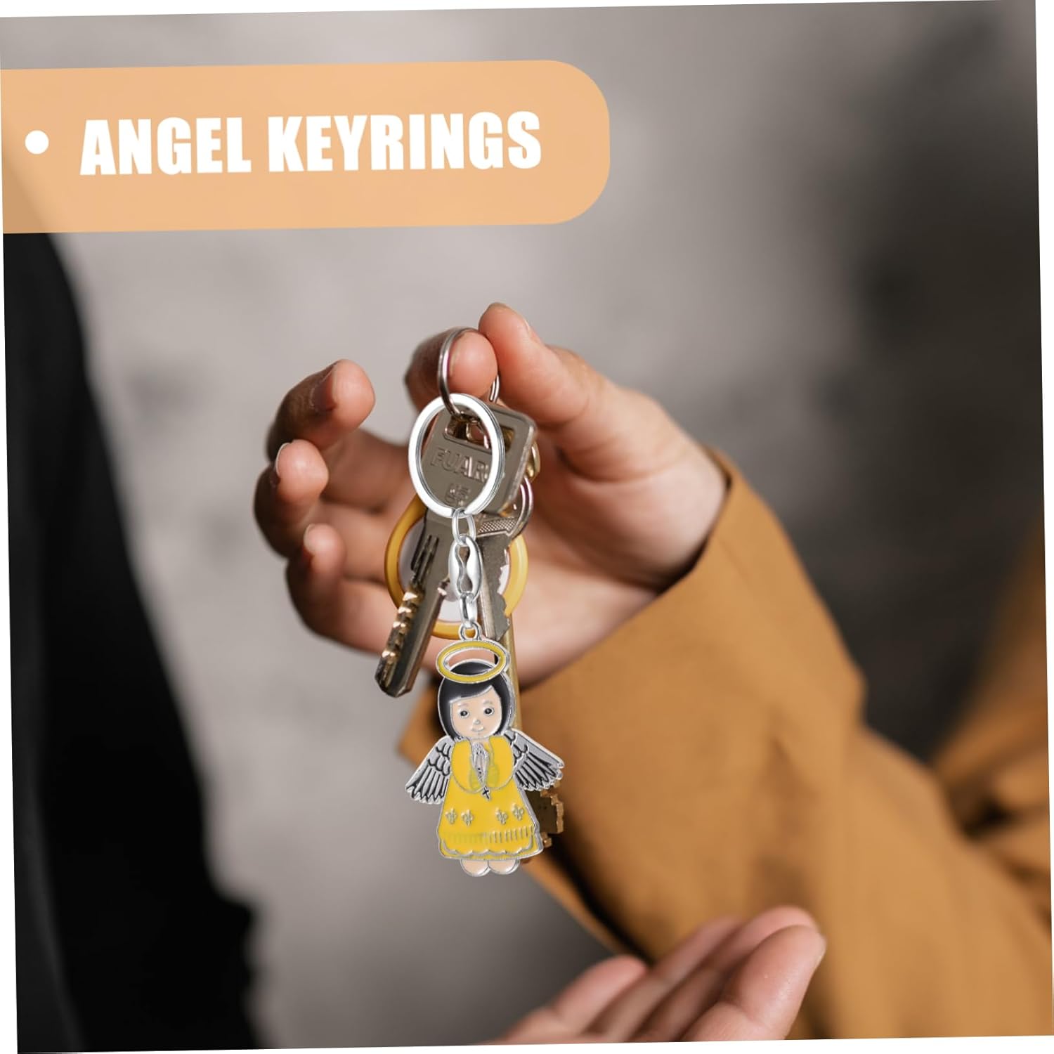 Merryhapy 6pcs Angel Keychain Bag Pendant Keychain Accessories for Baptism Parties