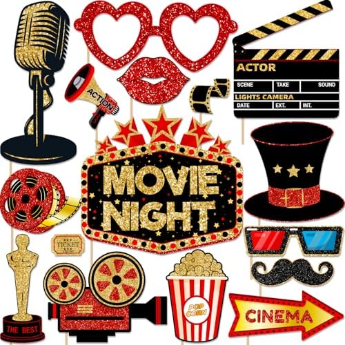 Movie Night Photo Booth Props Hollywood Theme Decorations