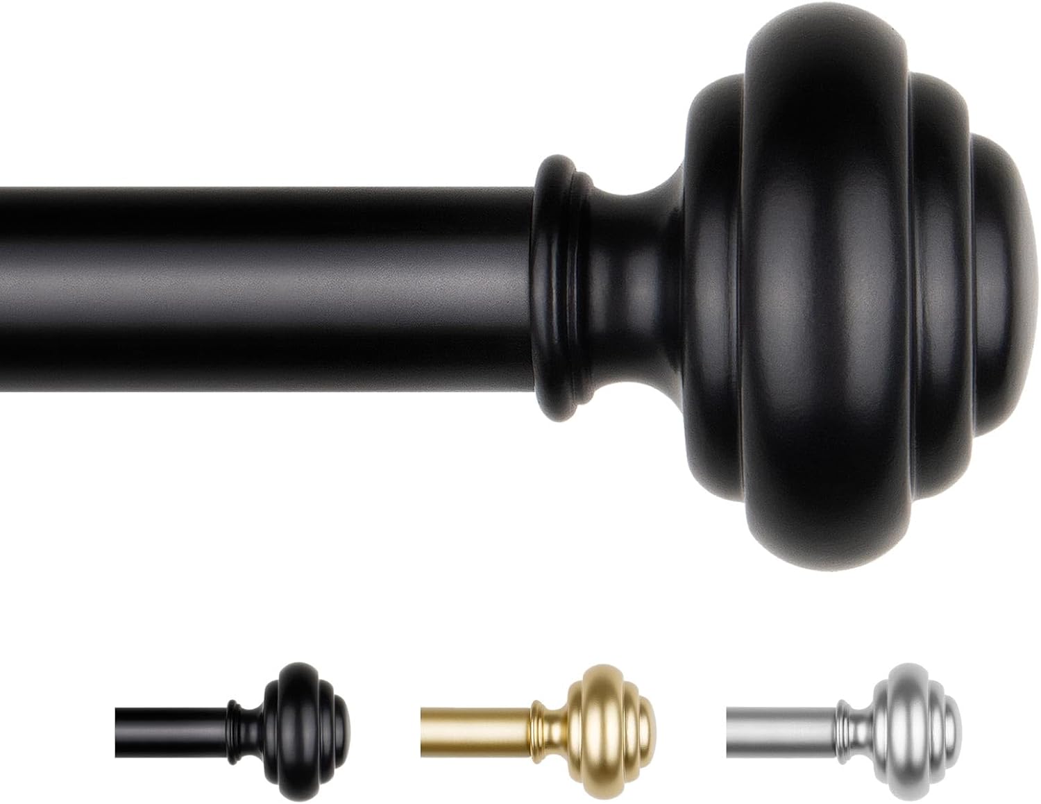 KAMANINA Black Curtain Rods 48-84 Inches Heavy Duty