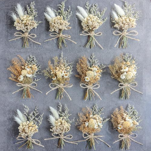 Mini Dried Flower Bouquet Set Brown 12PCS