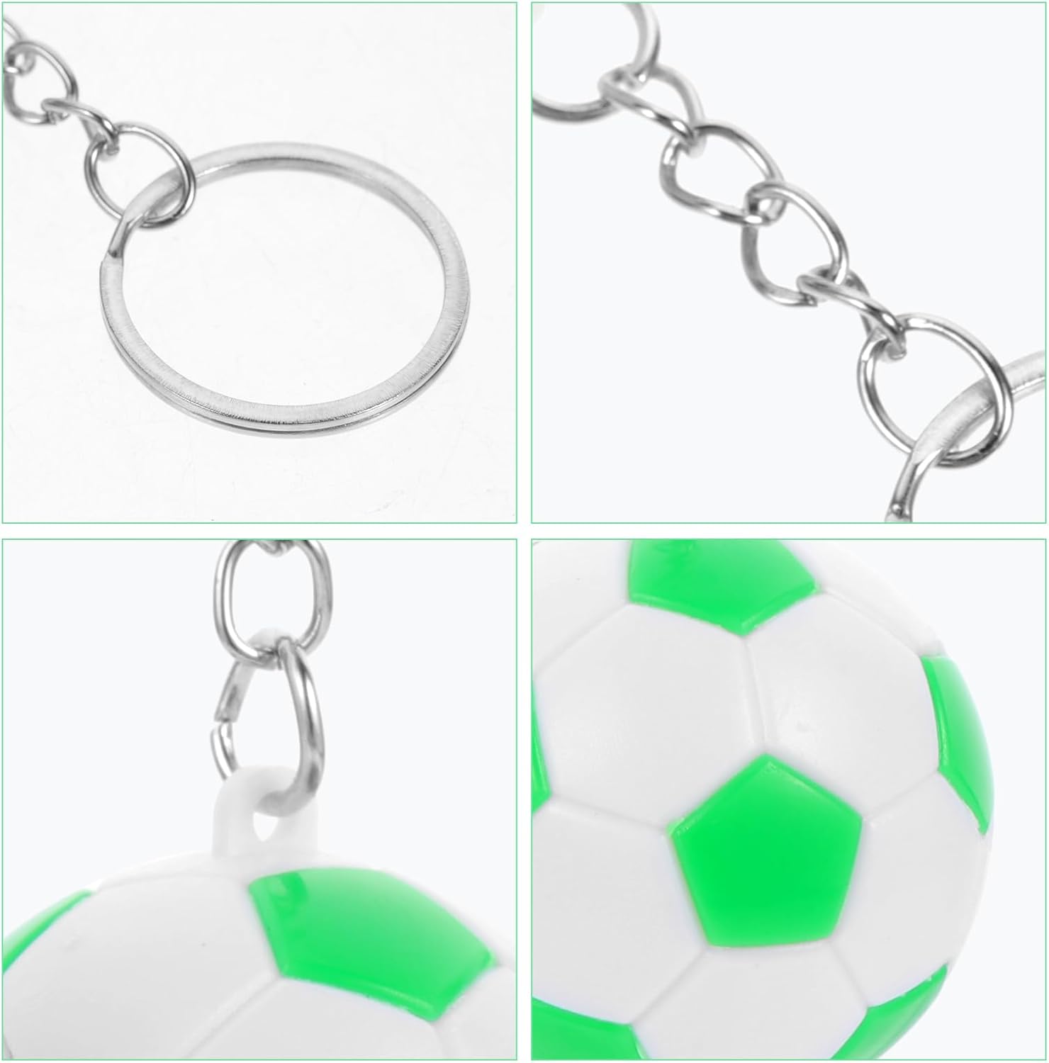 LOGOFUN 24 Pcs Soccer Ball Keychain Set Purple Green