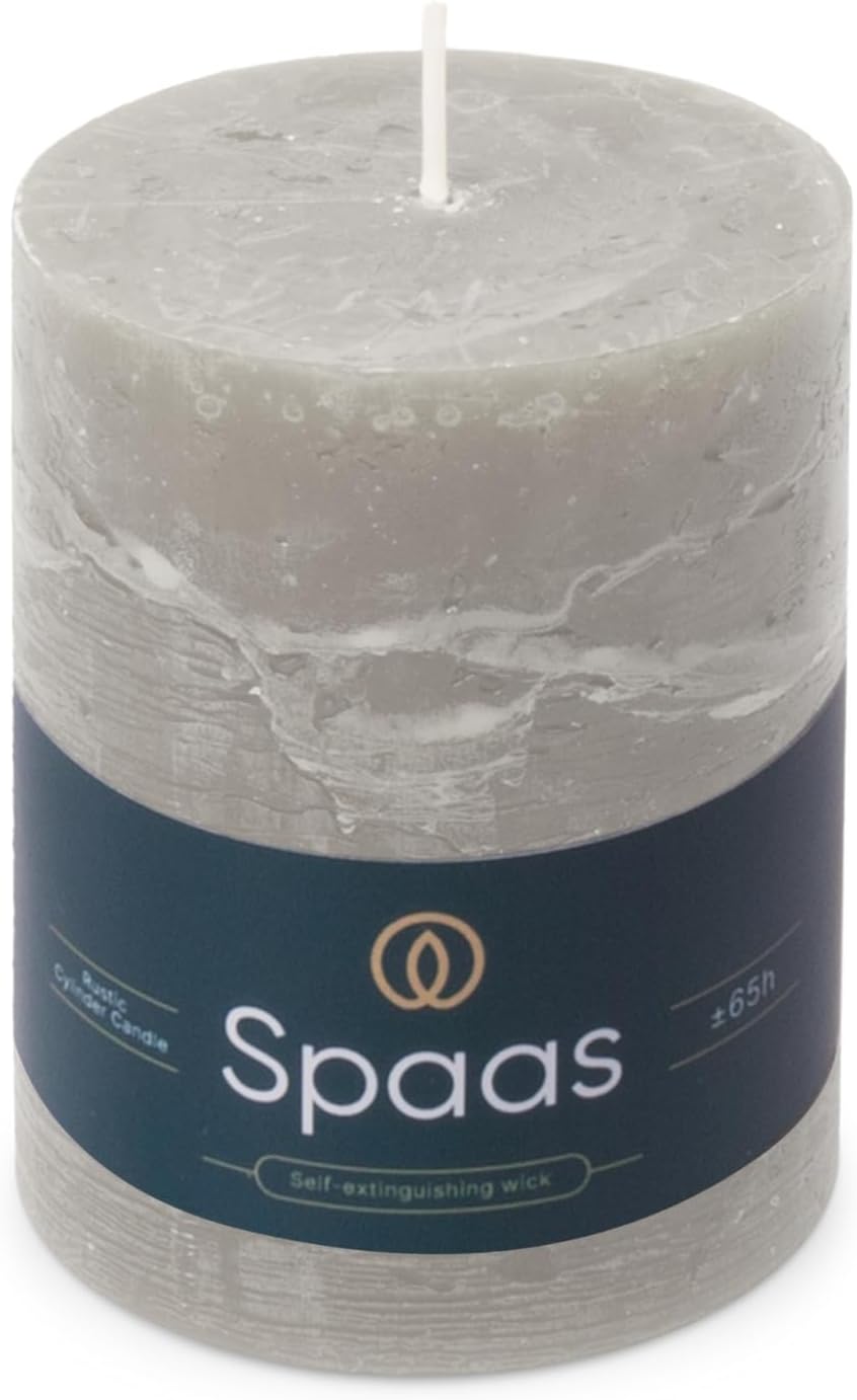 Spaas Rustic Pillar Candle 80-110mm 65h Light Grey