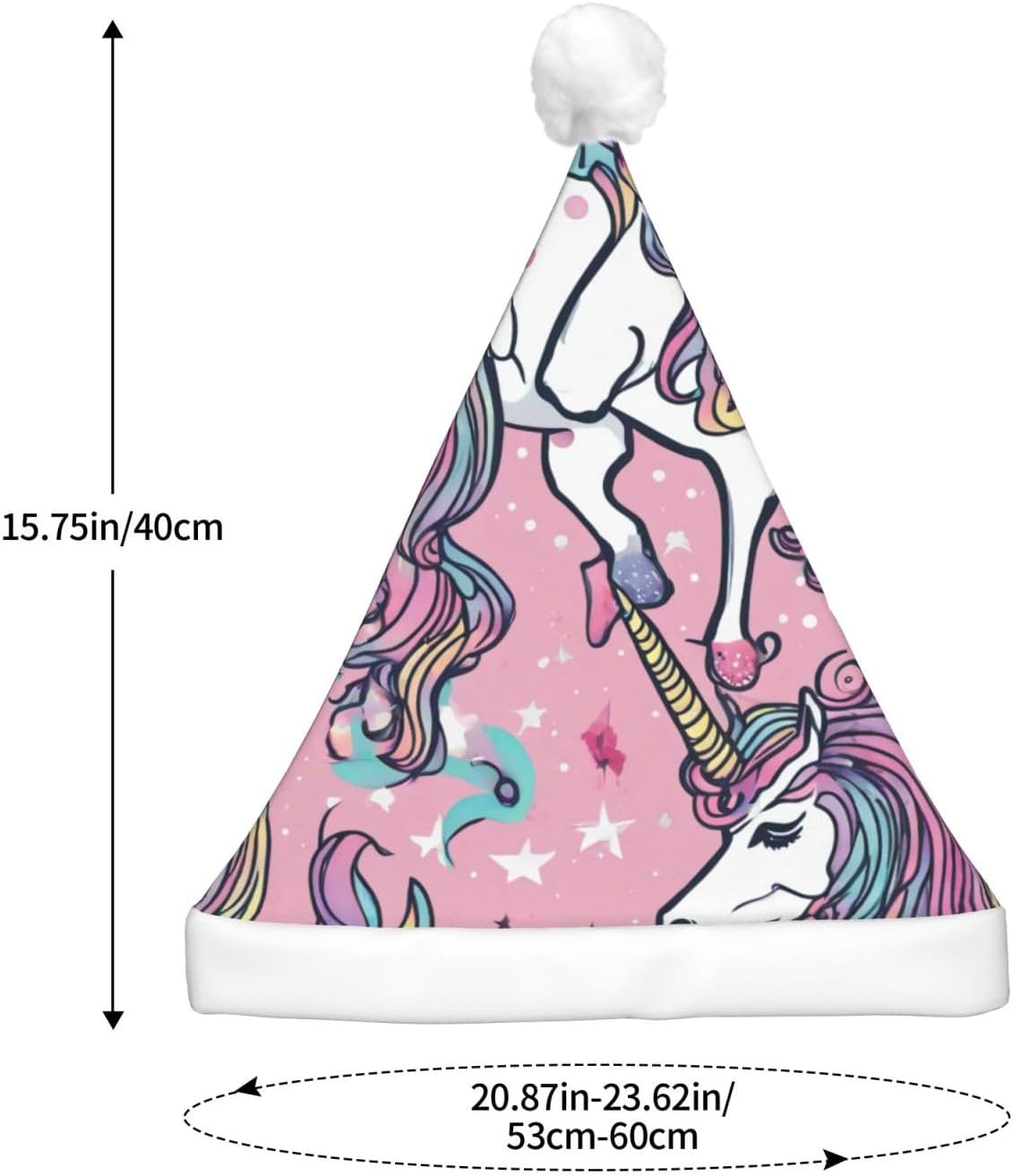 Unicorn Print Santa Hat with LED Lights for Adults