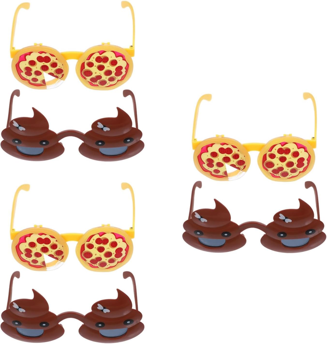 LOGOFUN 6PCS Novelty Pizza Poop Glasses Funny Photo Props