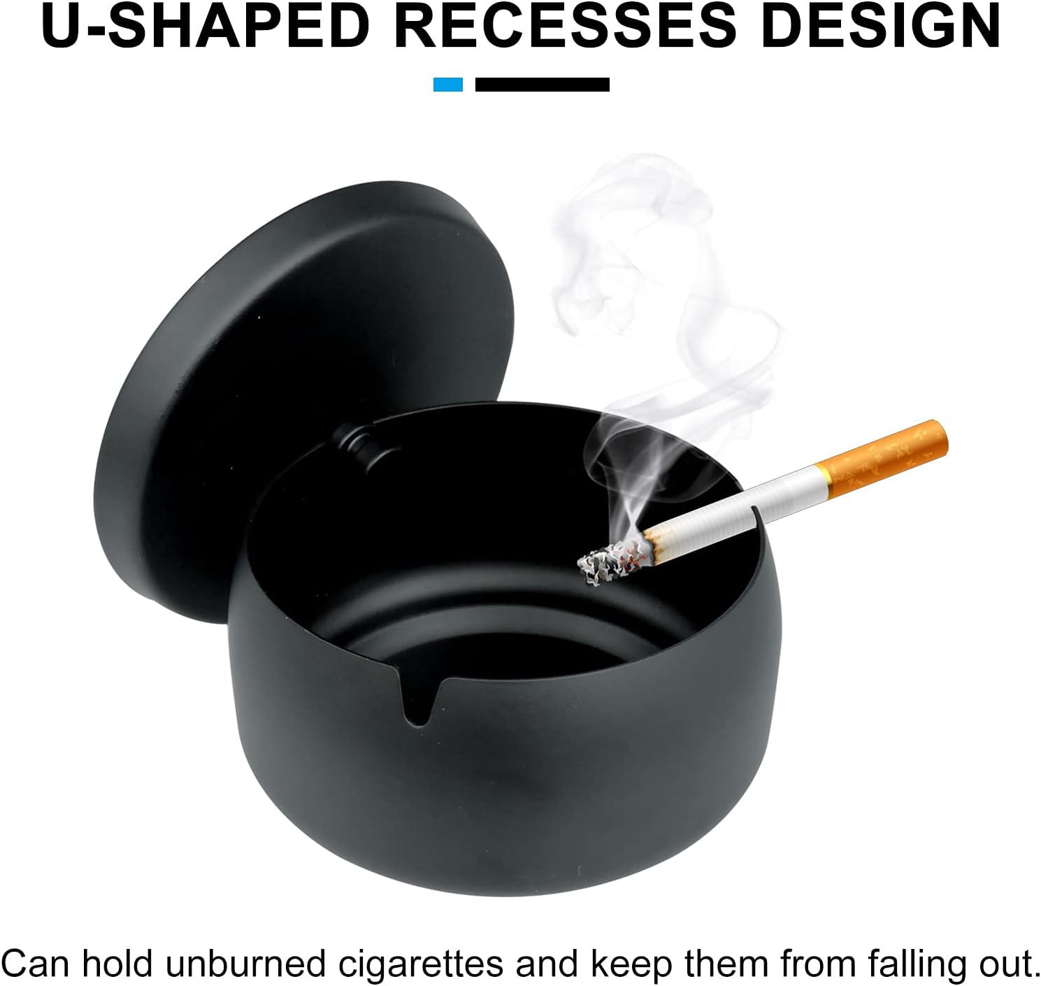 Andiker Large Metal Ashtray with Lid for Home Office