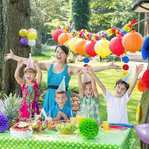 30PCS Rainbow Cone Hats for Kids Adults Party Decor