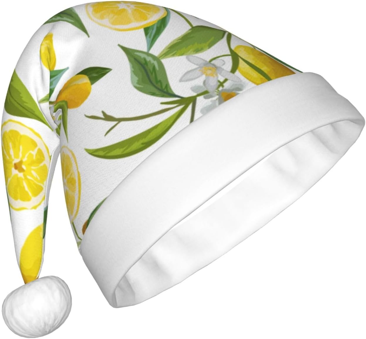 QINZHENG Personalized Santa Hat with Fresh Tropical Lemons Print