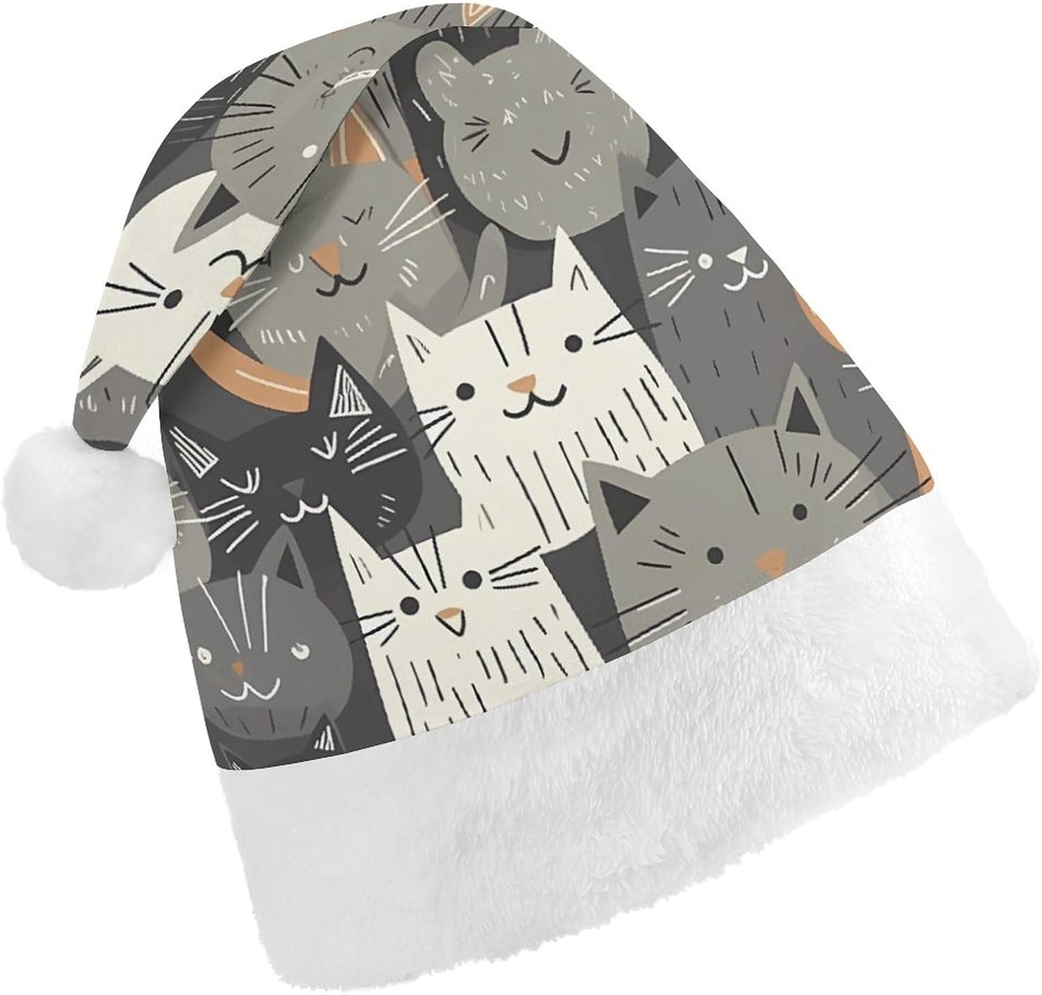 Santa Hat Christmas Tree Style Cat Xmas Hat for Adults