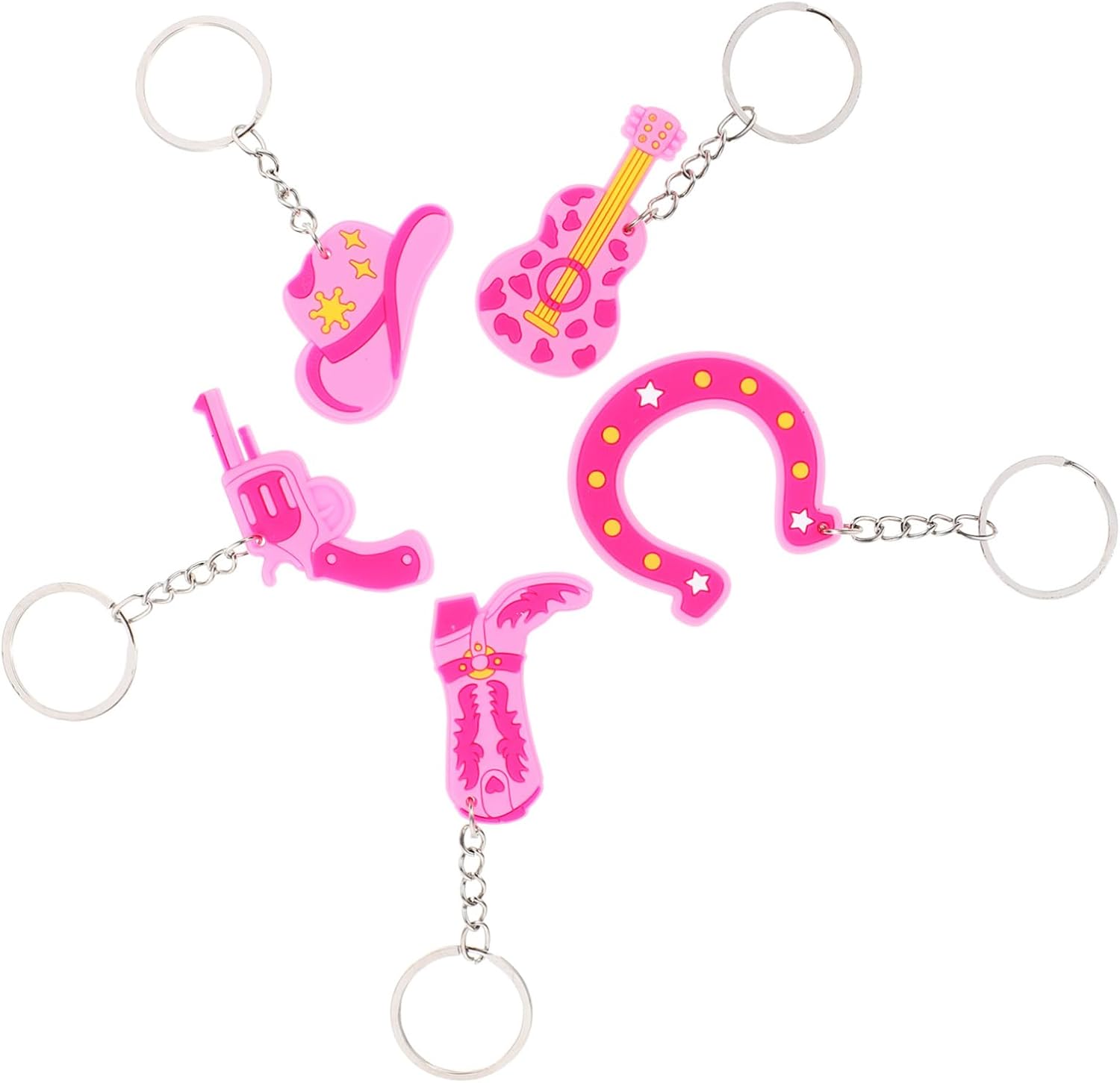Ciieeo 15pcs Cowgirl Themed PVC Keychains for Girls Christmas Party Favors
