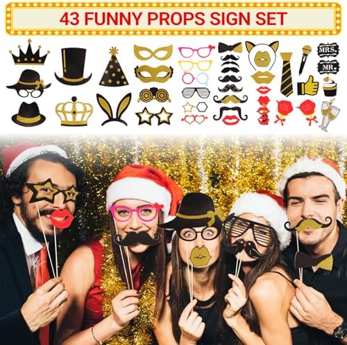 Gold Party Photo Booth Props Set for Adults
