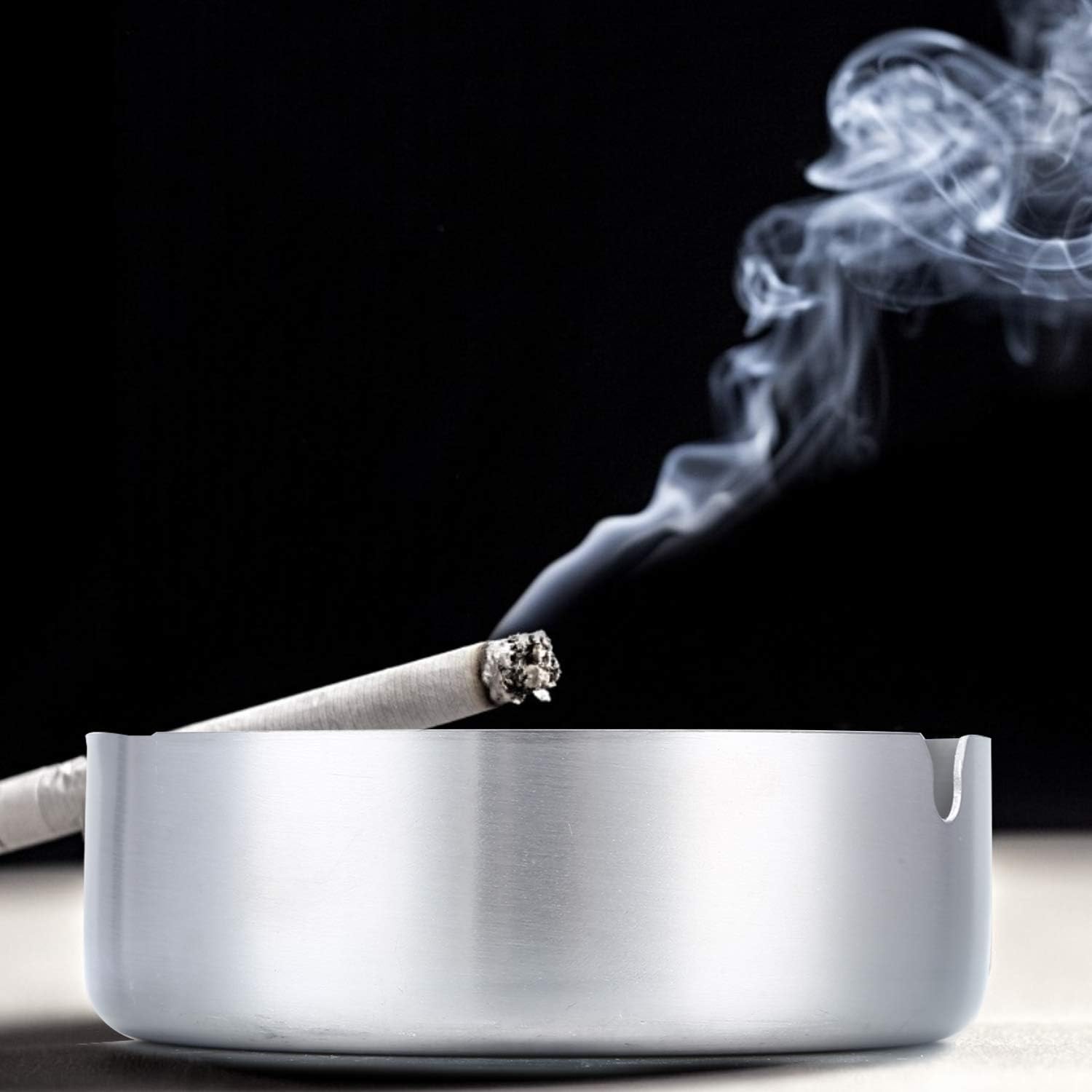 Pack of 3 Round Stainless Steel Cigar Ashtrays for Home Use
