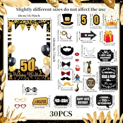 LaVenty 50th Birthday Photo Booth Props Frame Decorations