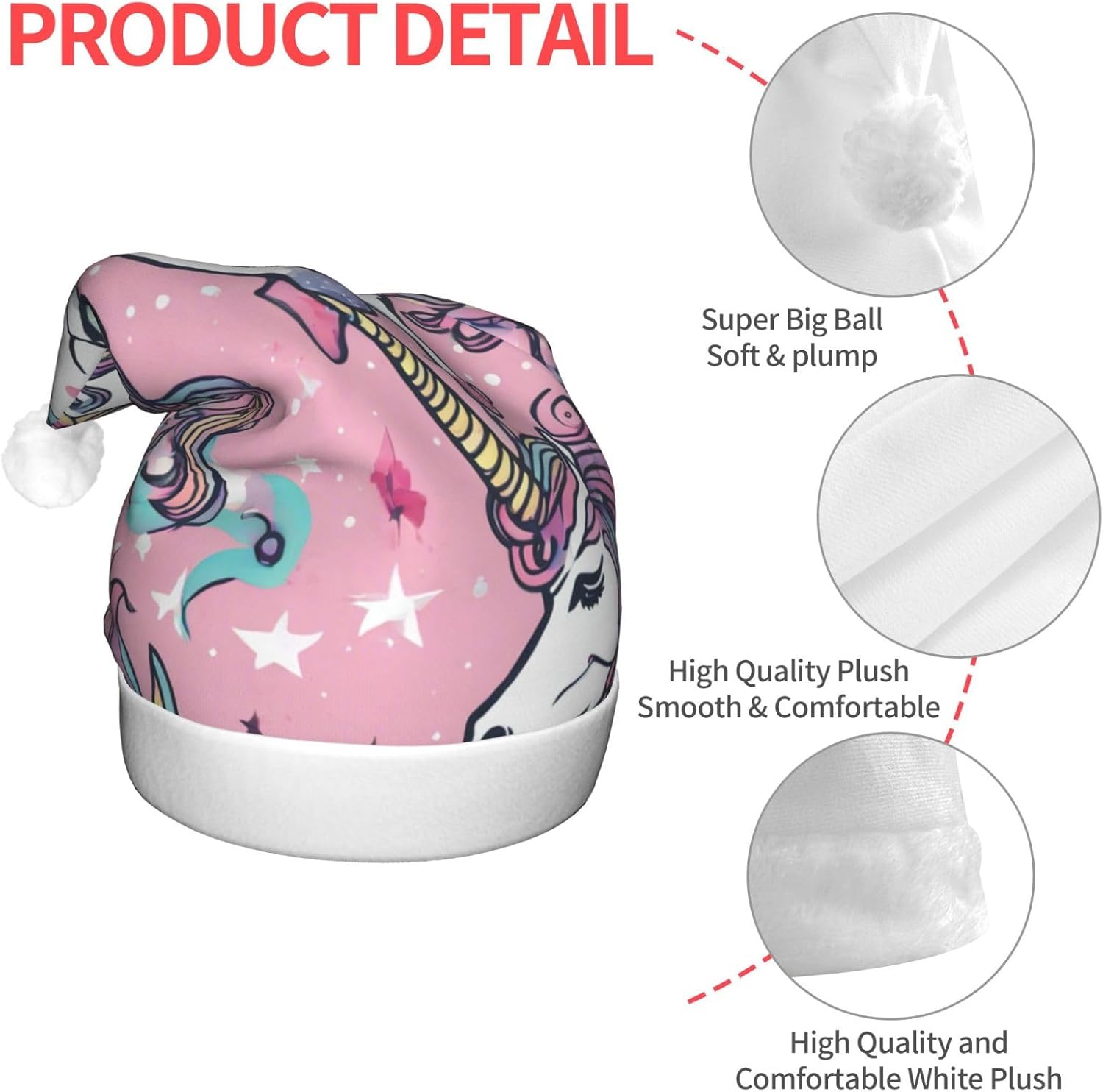 Unicorn Print Santa Hat with LED Lights for Adults