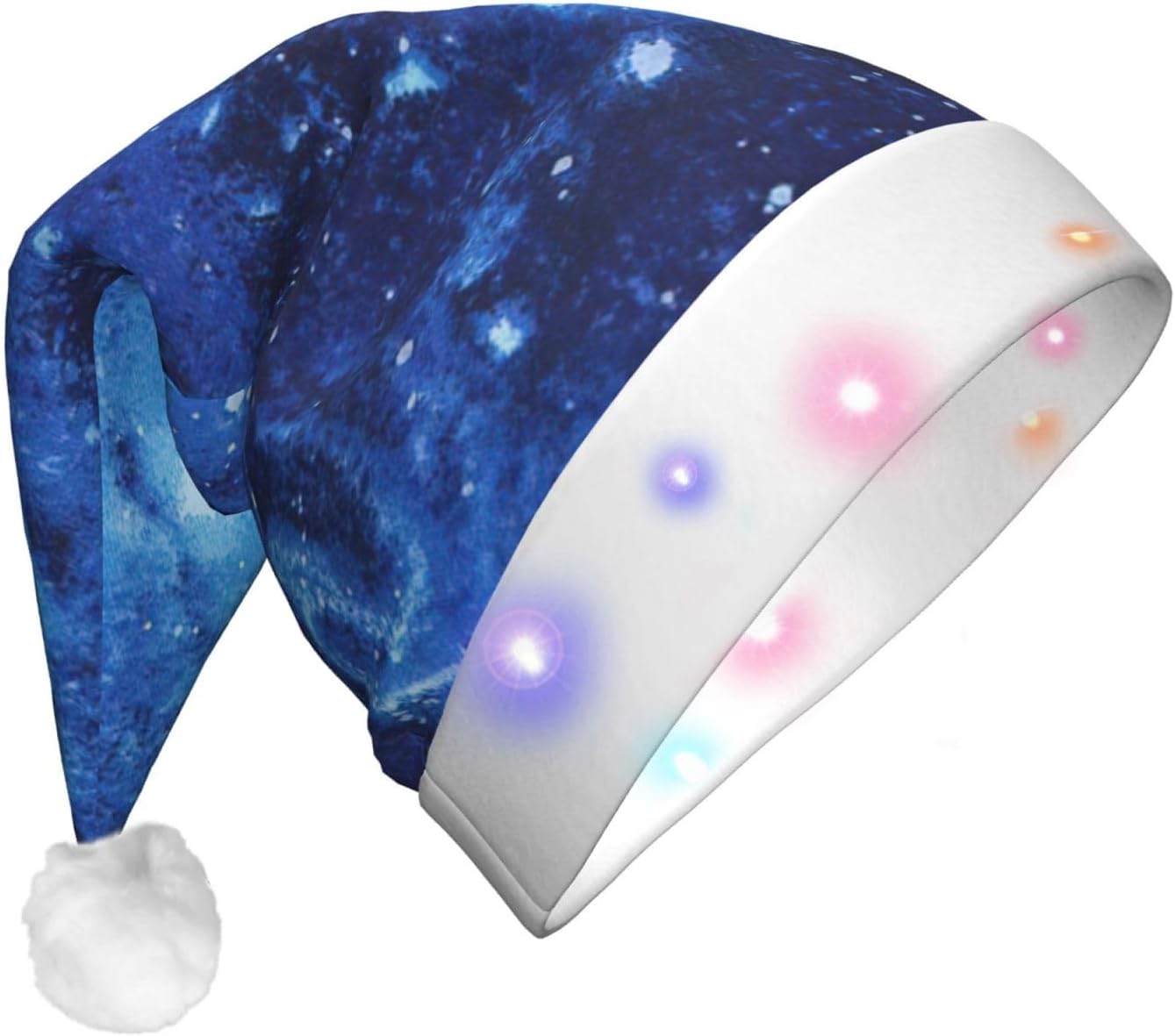 QINZHENG Blue Universe LED Santa Hat for Christmas Party