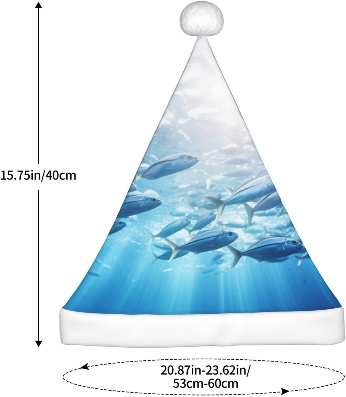 Personalized Santa Hat with Fishs HD Print for Women and Adults