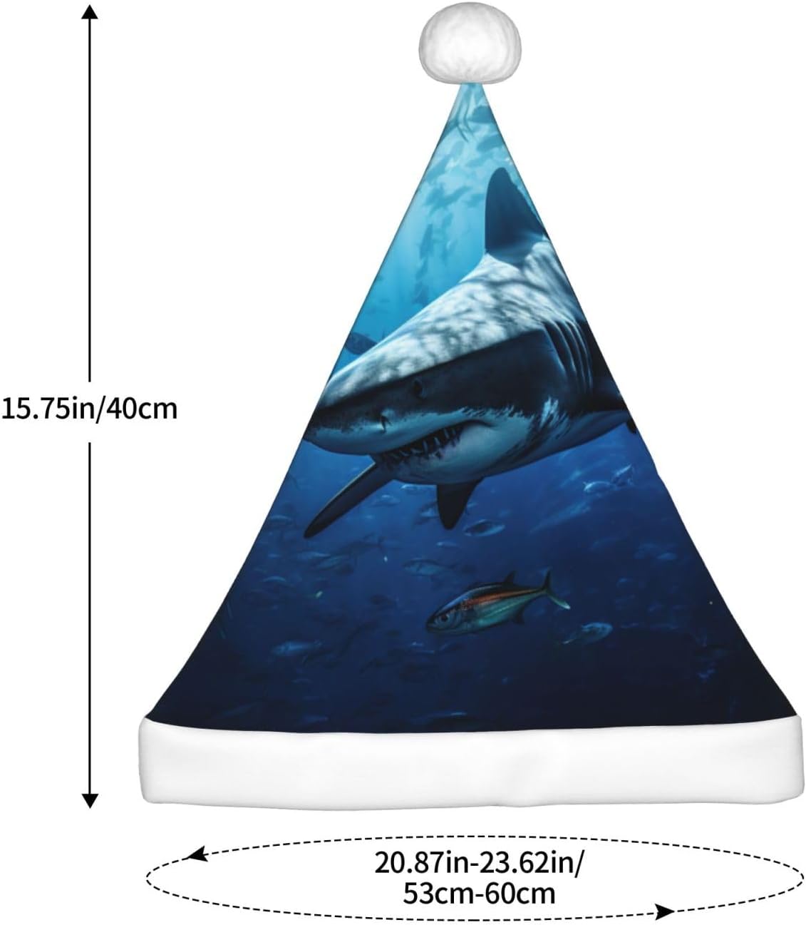 Personalized Santa Hat with Shark Print for Women
