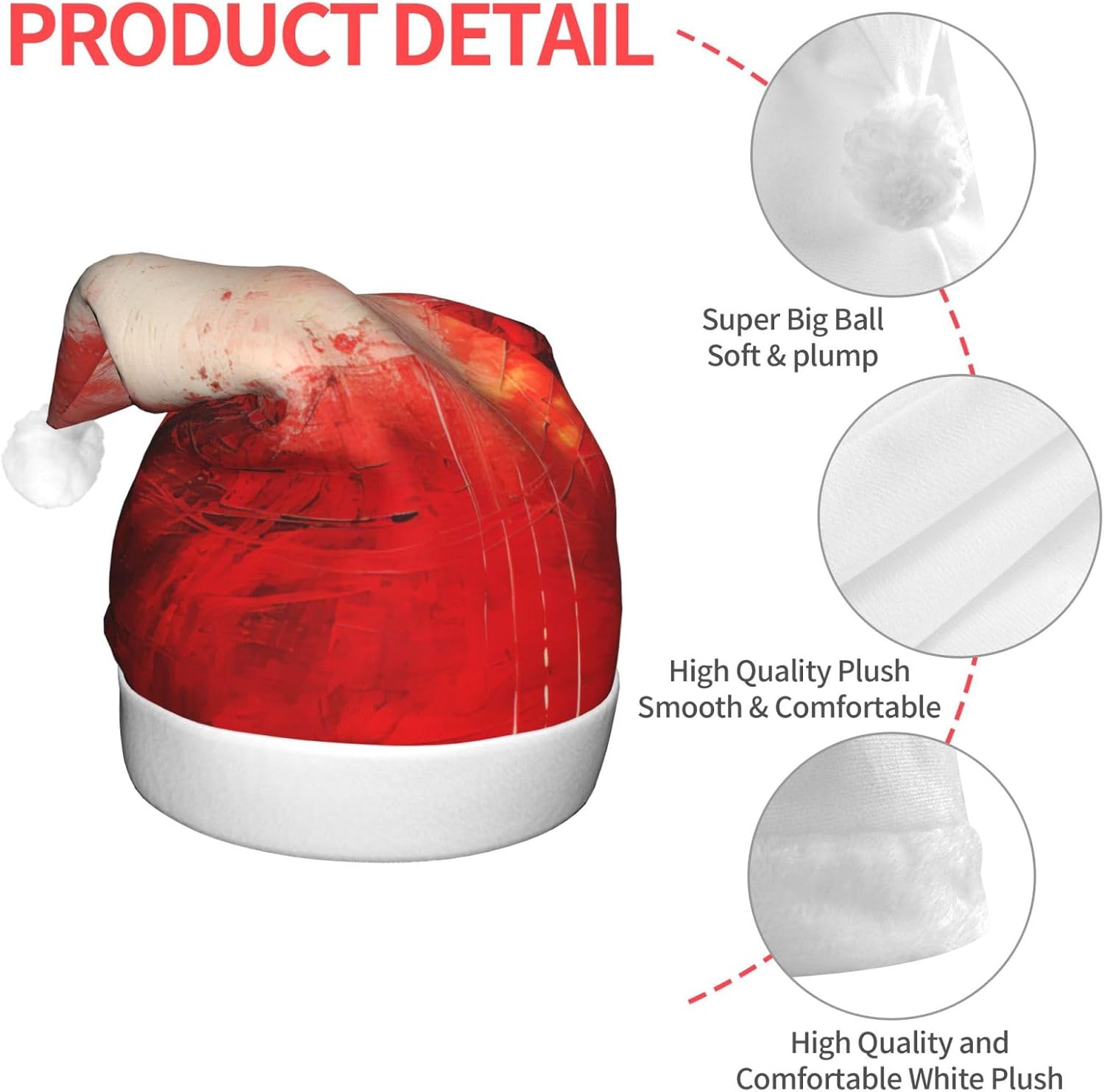 QINZHENG LED Christmas Santa Hat with Abstract Painting Print