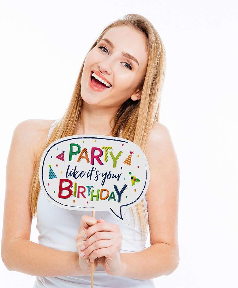 Big Dot of Happiness Birthday Photo Booth Props Kit 20 Count
