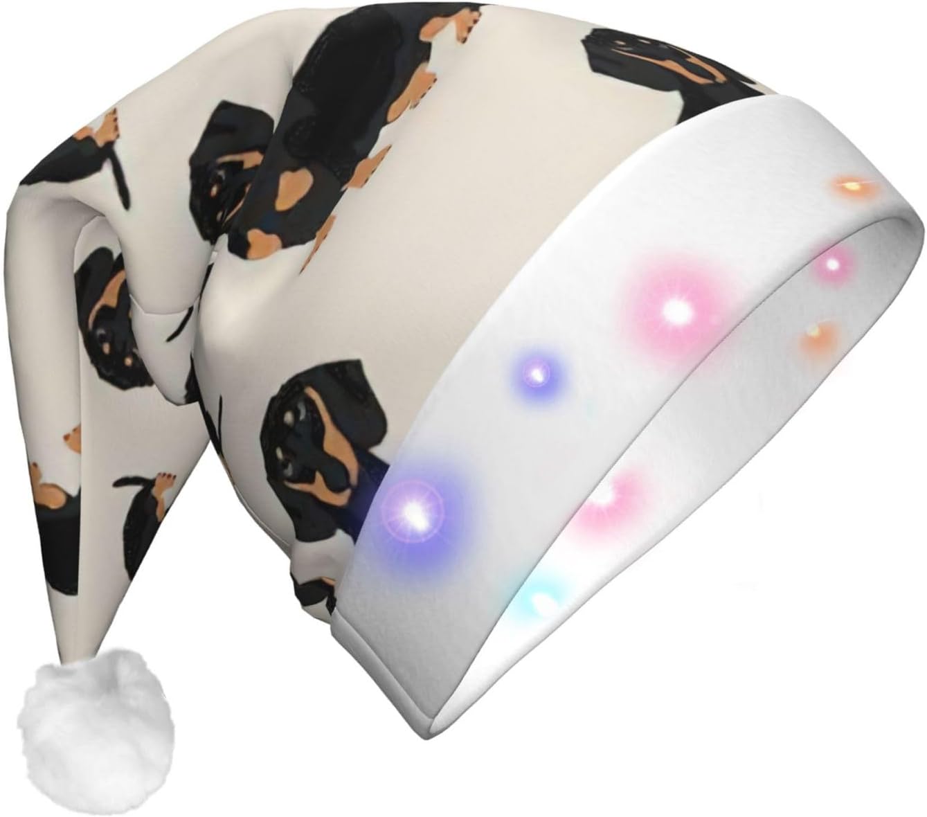 QINZHENG Dachshund Dog Halloween Santa Hat for Adults