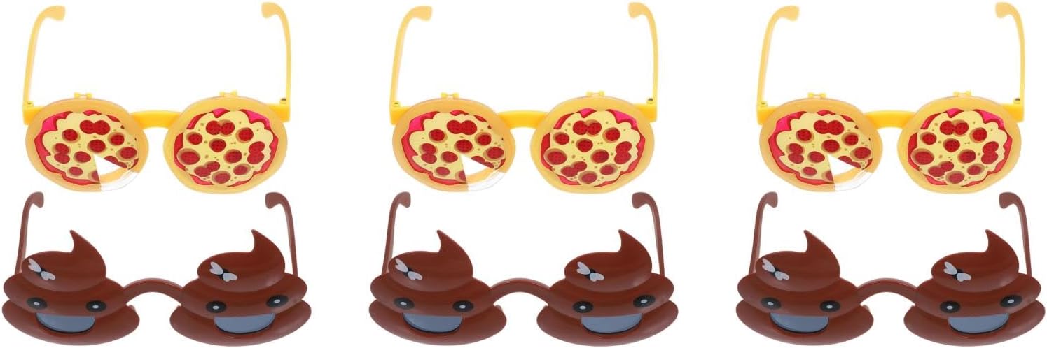 LOGOFUN 6PCS Novelty Pizza Poop Glasses Funny Photo Props