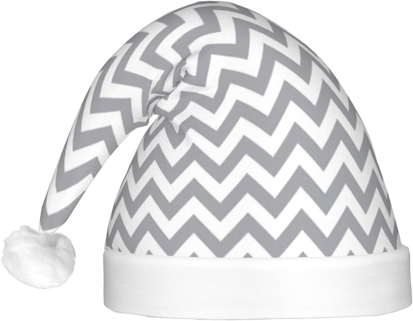 Gray Waves Striped Christmas Hat with Lights