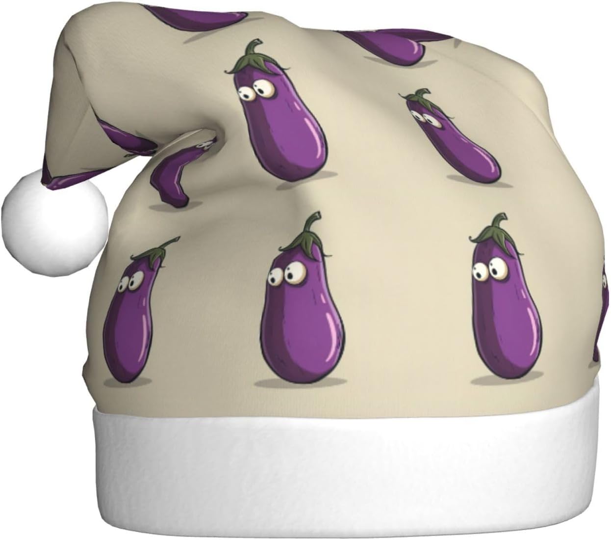 QinZheng Cartoon Eggplant Santa Hat Christmas Gift for Women
