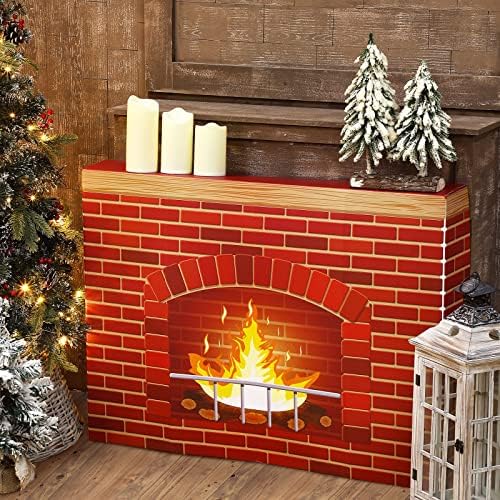 Geyee Christmas Cardboard Fireplace Decor