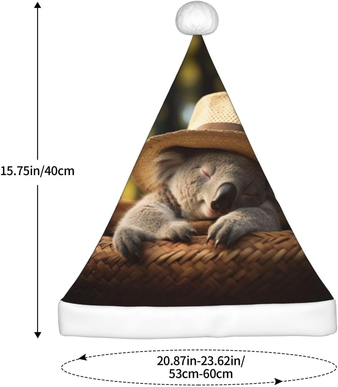 QINZHENG Personalized Santa Hat with Koala Print for Women