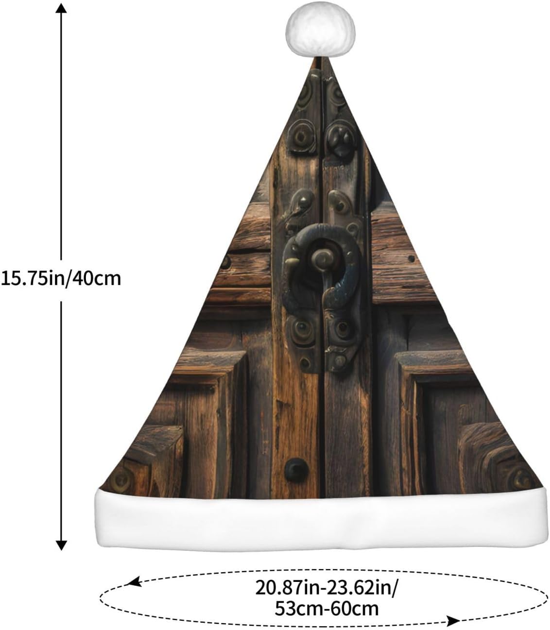 QINZHENG Rustic Antique Wooden Door Santa Hat