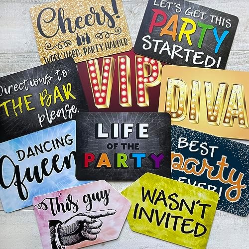 Plastic Photo Booth Prop Signs Set of 10 Phrases