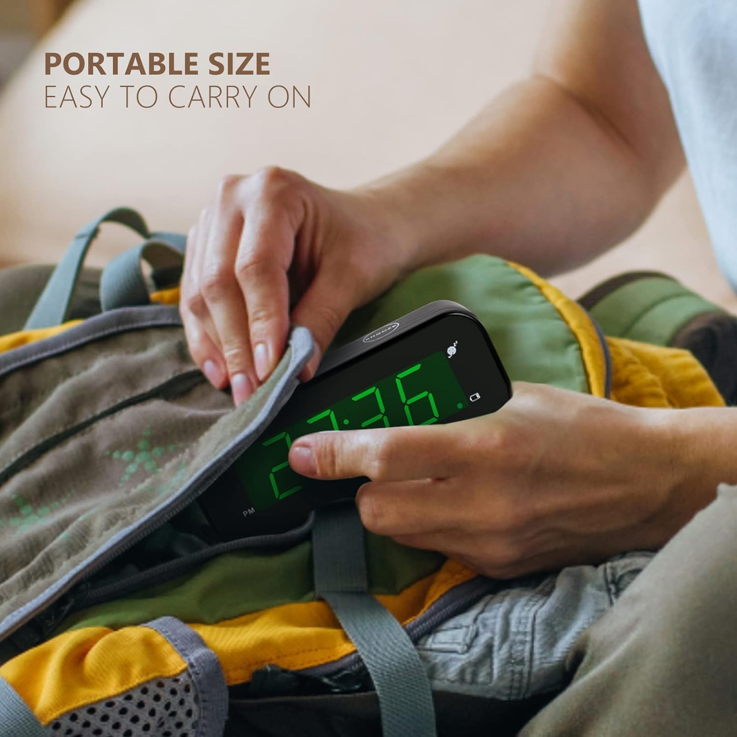 Small Digital Travel Alarm Clock with Snooze and Adjustable Brightness