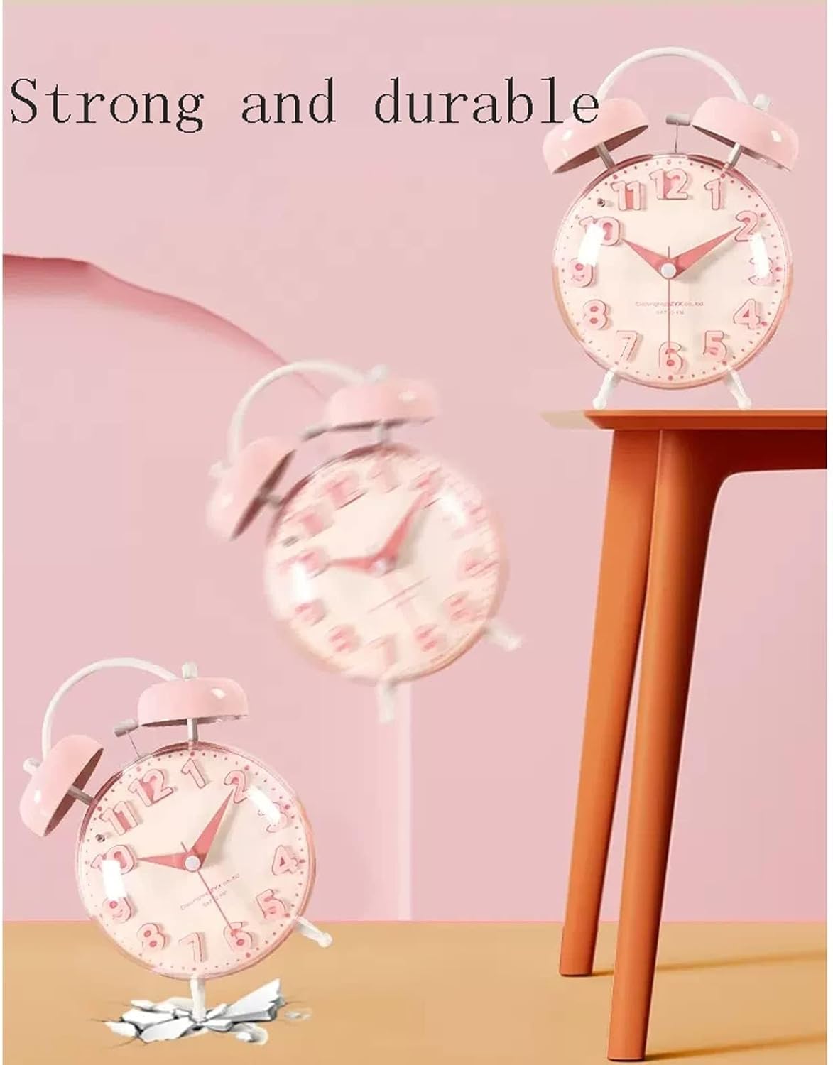Double Bell Alarm Clock with Loud Ringing and Silent Movement