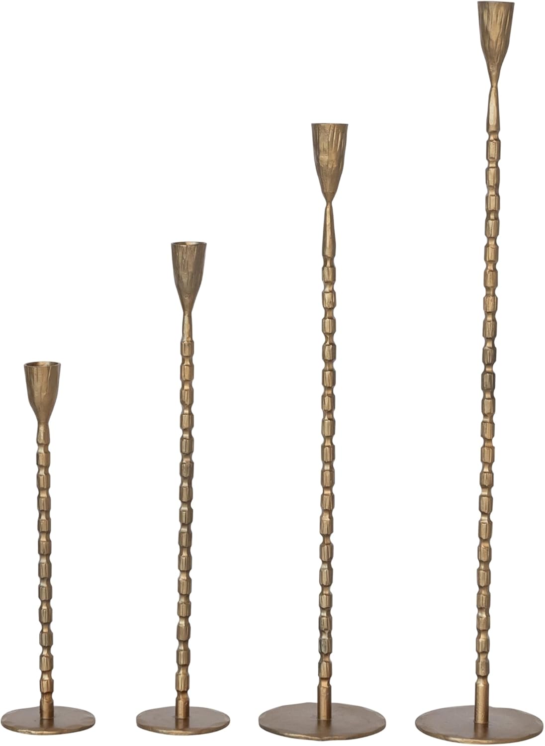 Creative Co-Op 4-Piece Gold Taper Candle Holders